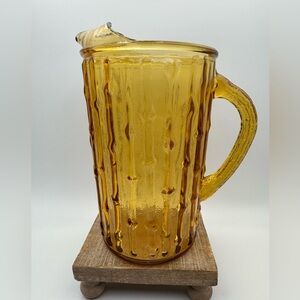Vintage Anchor Hocking‎ Amber Tahiti Bamboo Patterned Pitcher